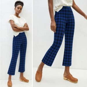 Anthropologie Blue Plaid Boot Cut Pants
